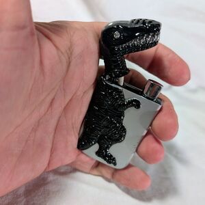 T-Rex Dinosaur Refillable Pocket Cool Lighter - Black & Silver